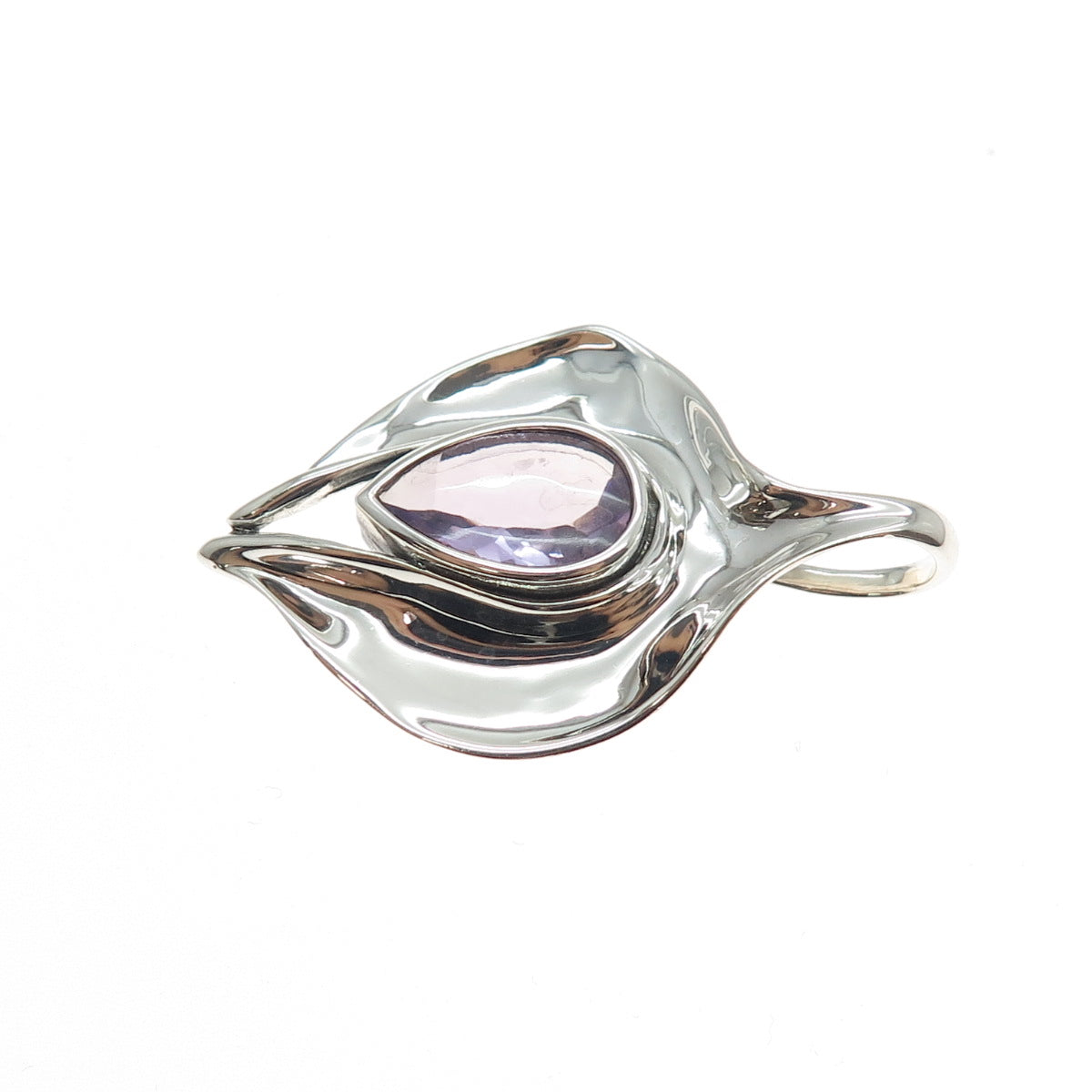 HAGIT GORALI 925 Sterling Silver Vintage Real Amethyst Modernist Charm Pendant