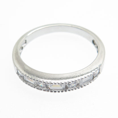 925 Sterling Silver Round & Emerald-Cut C Z Ring Size 9.25