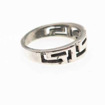 925 Sterling Silver Vintage Greek Maze Oxidized Ring Size 7