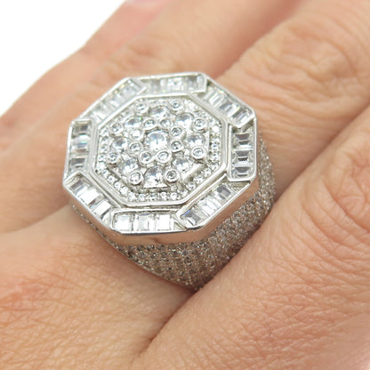 925 Sterling Silver Pave Multi-C Z Domed Ring Size 9.25