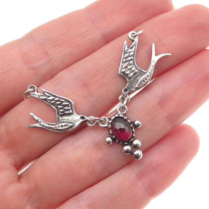 925 Sterling Vintage Real Tourmaline Two Swallow Birds Centerpiece Necklace Part