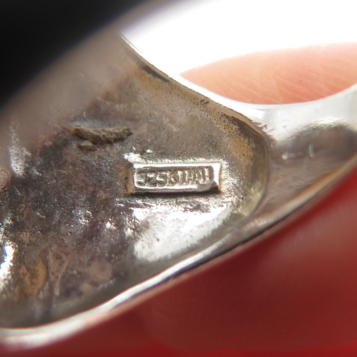 KEN CRAFTS 925 Sterling Silver Vintage Real MOP Granulated Ring Size 7