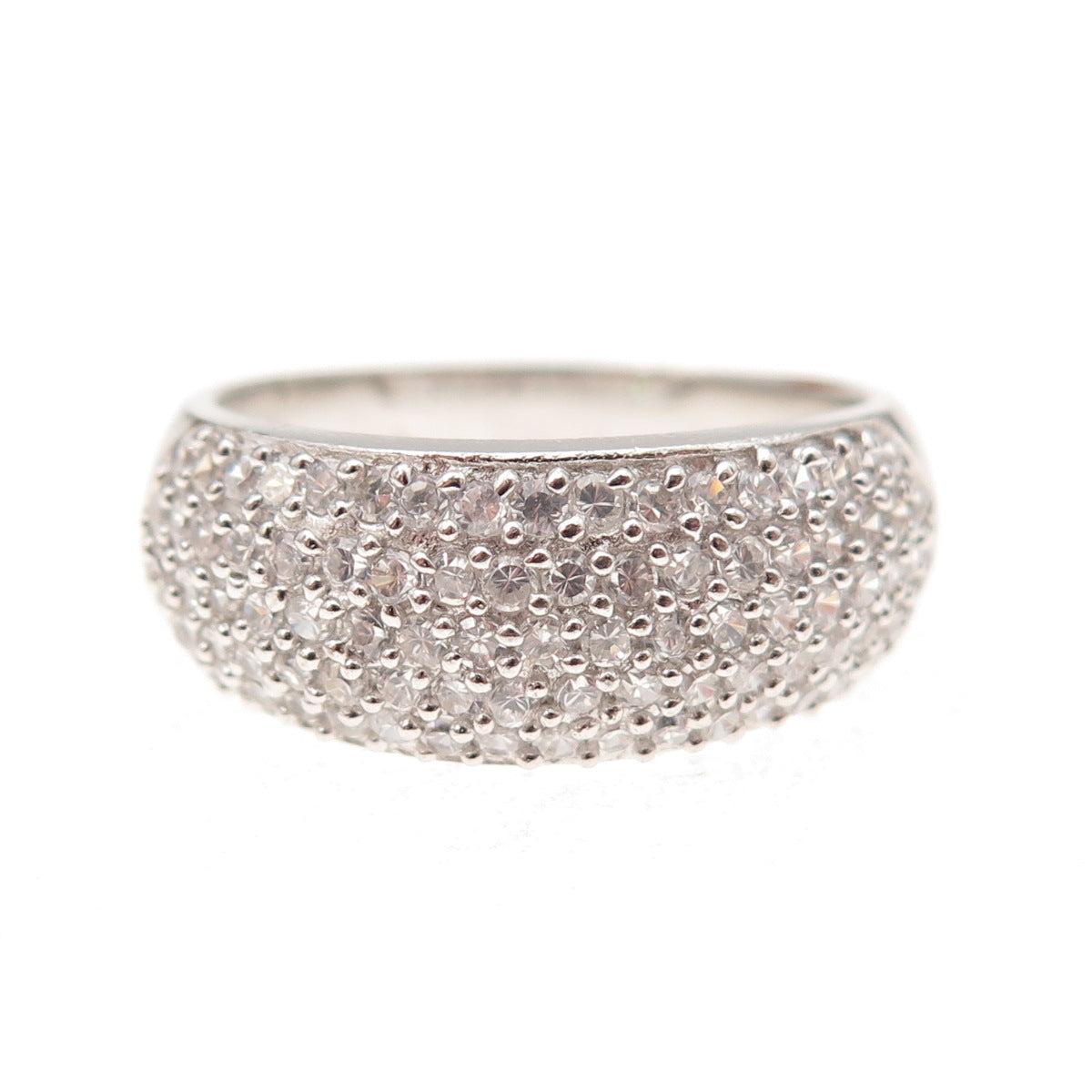 925 Sterling Silver Round-Cut C Z Sparkle Ring Size 9.5