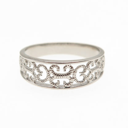 925 Sterling Silver Swirl Heart Ornate Ring Size 8