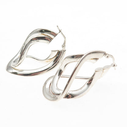 950 Silver Vintage Italy Modernist Interlocked Teardrop Earrings