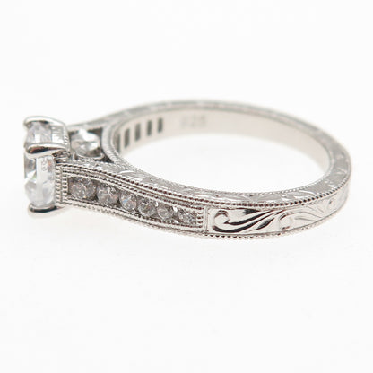 925 Sterling Silver Round-Cut C Z Engagement Ring Size 6.5