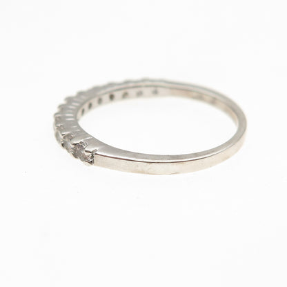 925 Sterling Silver Round-Cut C Z Half Eternity Stackable Ring Size 7
