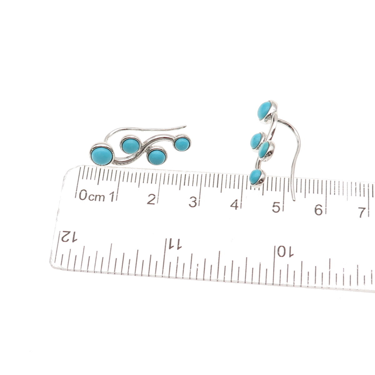 925 Sterling Silver Real Sleeping Beauty Turquoise Floral Earrings