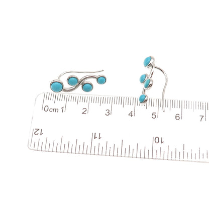 925 Sterling Silver Real Sleeping Beauty Turquoise Floral Earrings