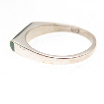 Doug Paulus 925 Sterling Silver Vintage Real Malachite Bar Stackable Ring Size 7