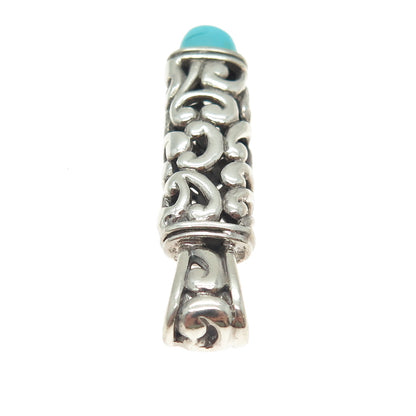 BARSE 925 Sterling Silver Vintage Real Turquoise Scroll Oxidized Pendant