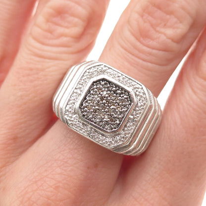 925 Sterling Silver Real Round-Cut Diamond Ring Size 10
