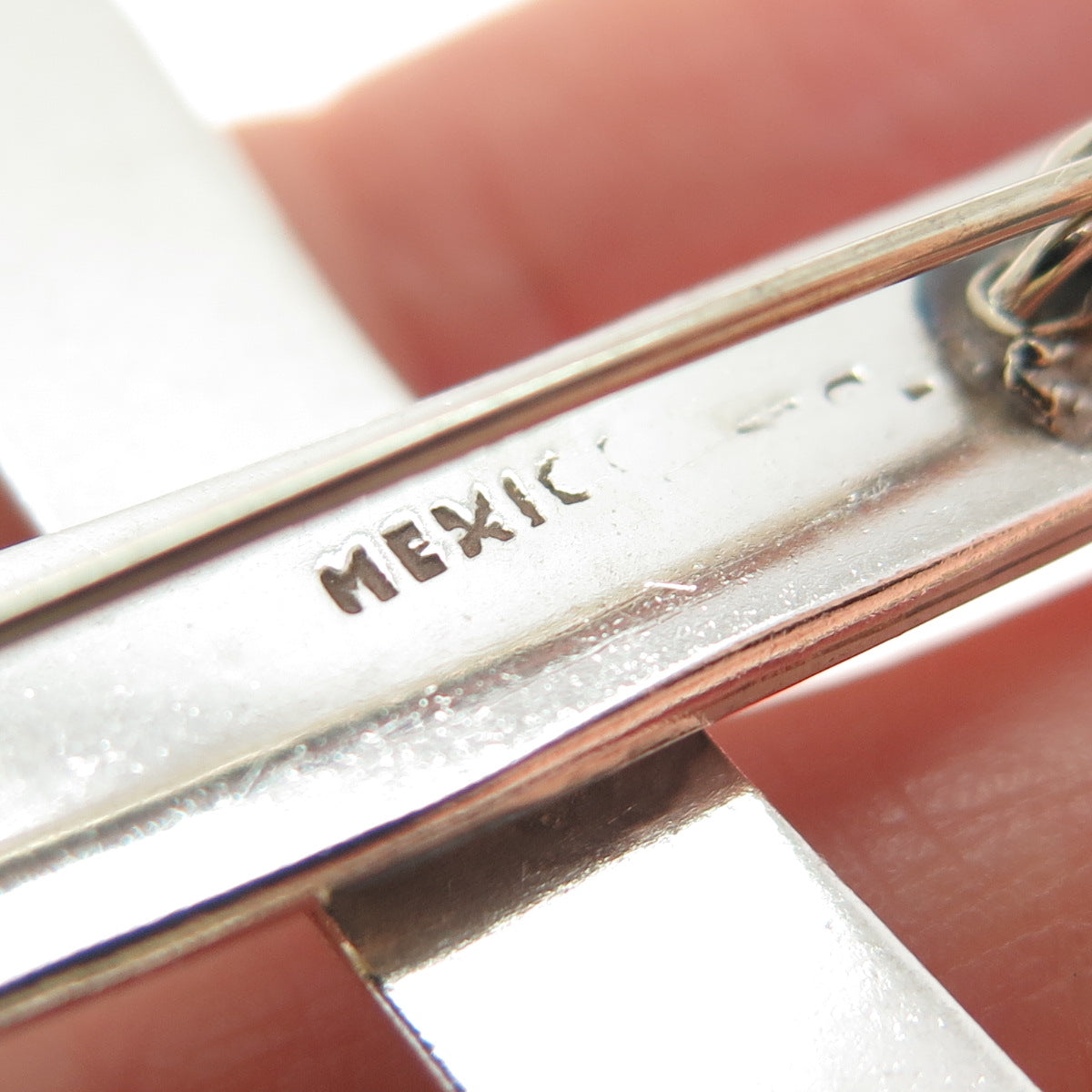 925 Sterling Silver Vintage Mexico Hashtag Symbol Large Pin Brooch