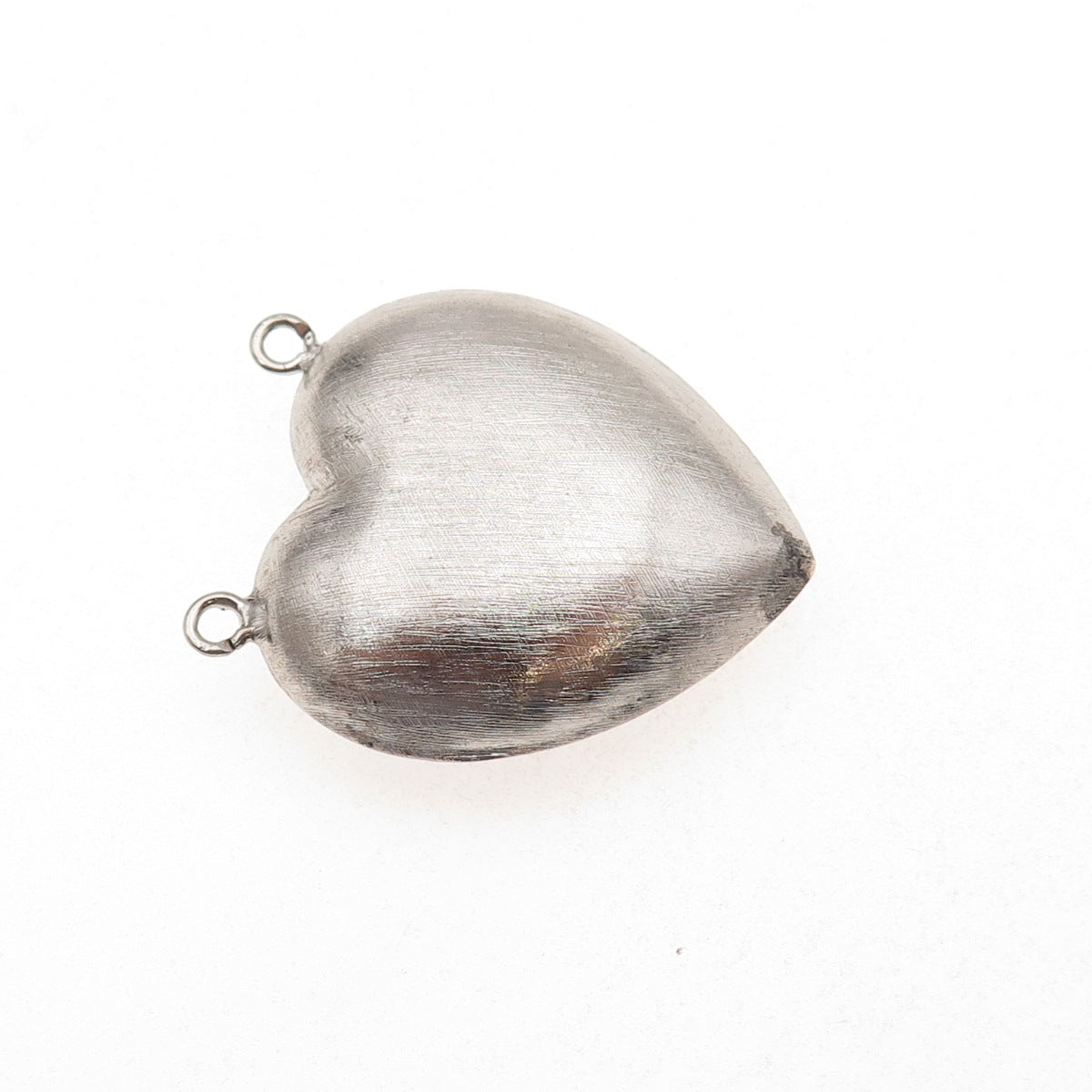 925 Sterling Silver Vintage Puffy Brushed Heart Centerpiece Pendant