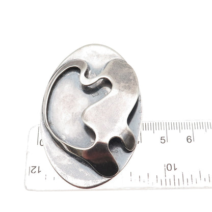 925 Sterling Silver Vintage Modernist Oxidized Slide Pendant