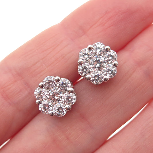 925 Sterling Silver Round-Cut C Z Stud Earrings