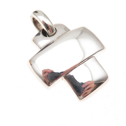 925 Sterling Silver Vintage Modernist Cross Charm Pendant