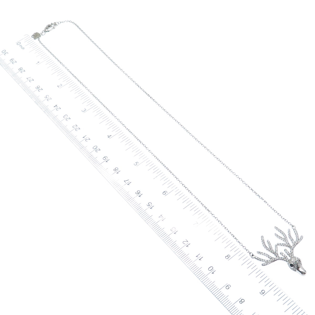 925 Sterling Silver Round-Cut Black & White C Z Deer Cable Chain Necklace 18-20"