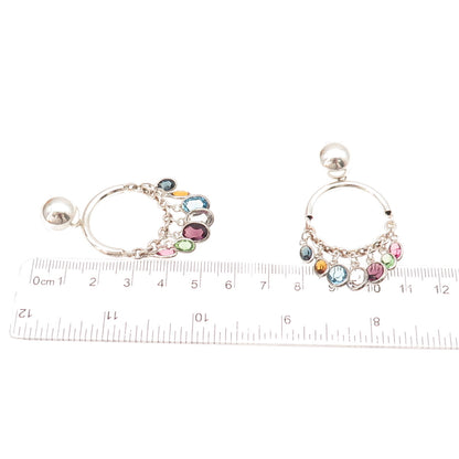 925 Sterling Silver Vintage Topaz Peridot Amethyst Citrine & Tourmaline Earrings