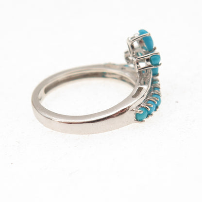 Chuck Clemency 925 Sterling Real Sleeping Beauty Turquoise Floral Ring Size 6.25