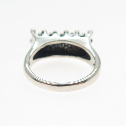 TOUSSIER 925 Sterling Silver Vintage Granulated Oxidized Ring Size 6.75