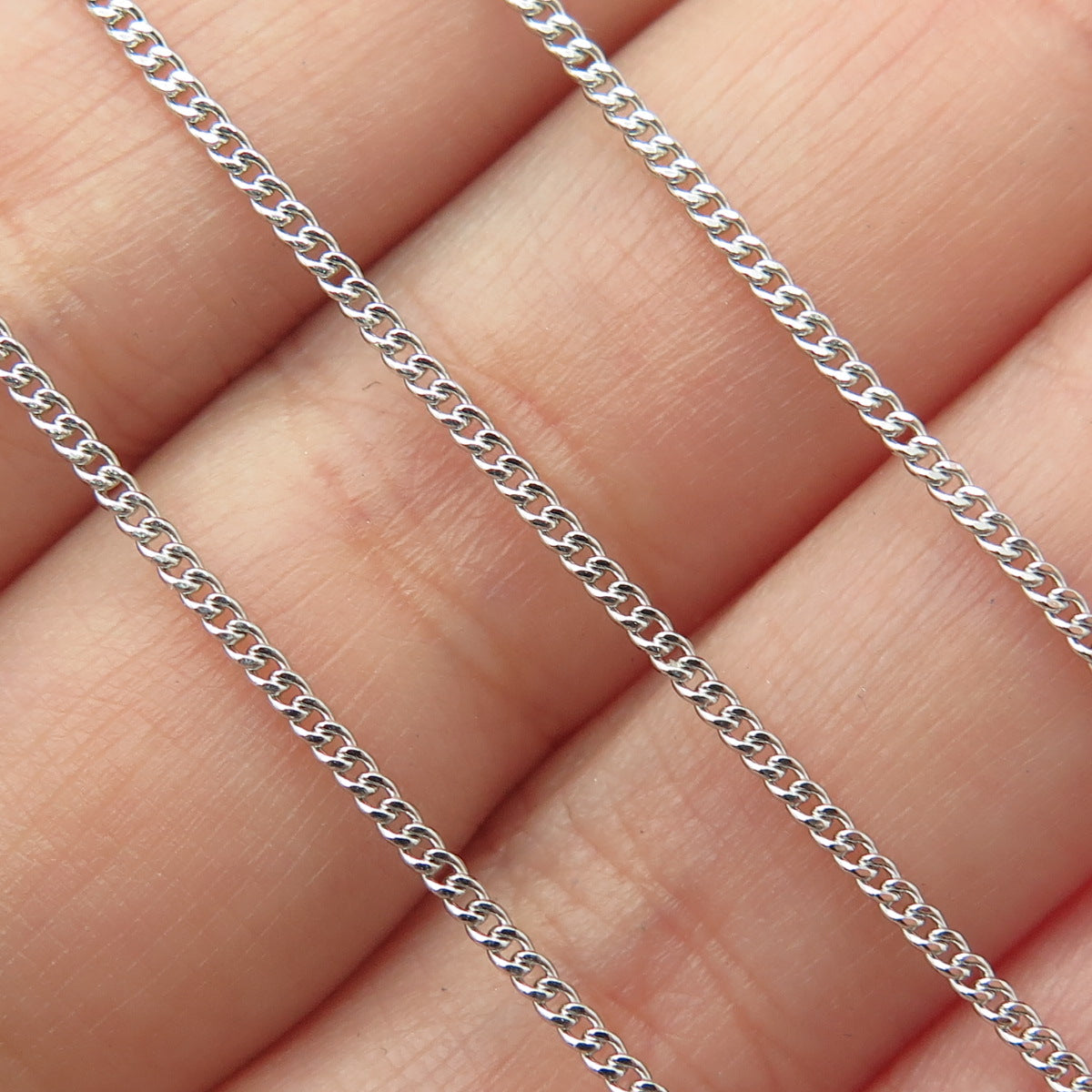 925 Sterling Silver Vintage Curb Chain Necklace 18"