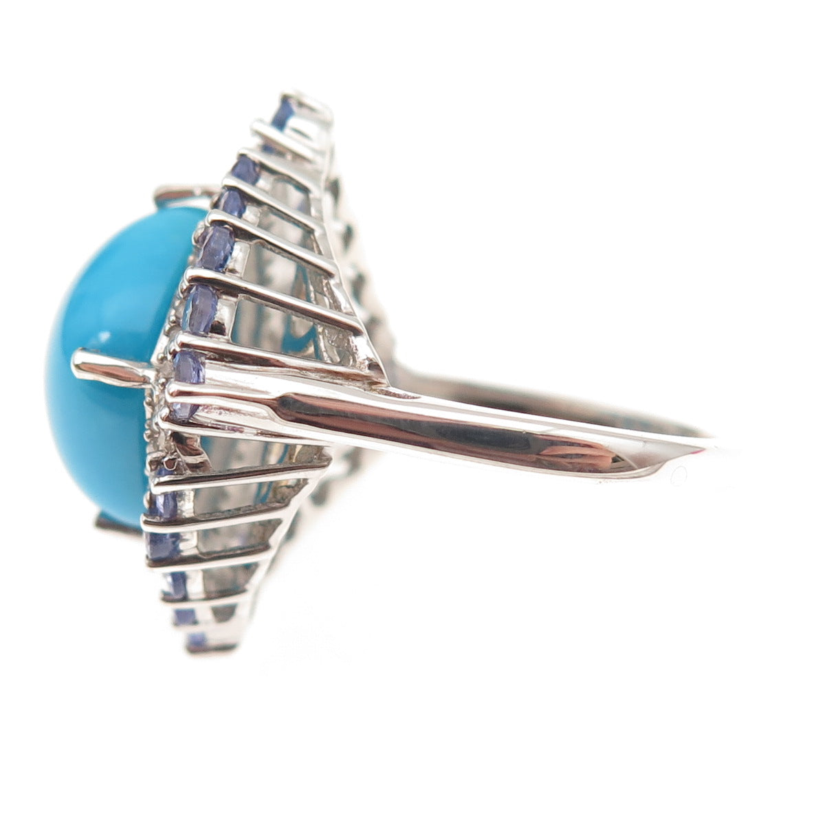 Chuck Clemency Sterling Silver Real Turquoise Tanzanite White Topaz Ring Size 8