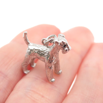 WELLS 925 Sterling Silver Vintage Airedale Terrier 3D Mini Charm Pendant