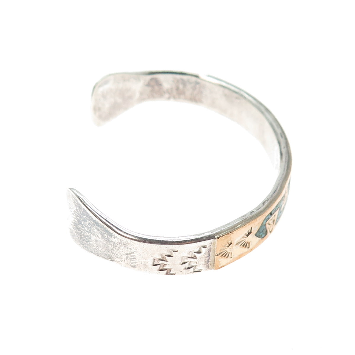 REX ABEITA Old Pawn Sterling 1/20 12K GF Turquoise Inlay Adjustable Bracelet 7"