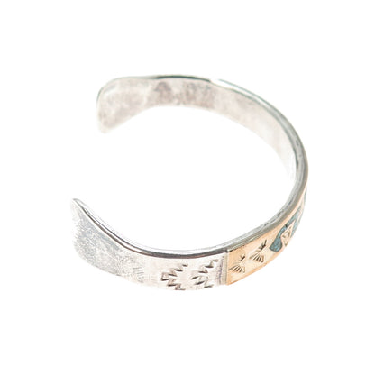 REX ABEITA Old Pawn Sterling 1/20 12K GF Turquoise Inlay Adjustable Bracelet 7"