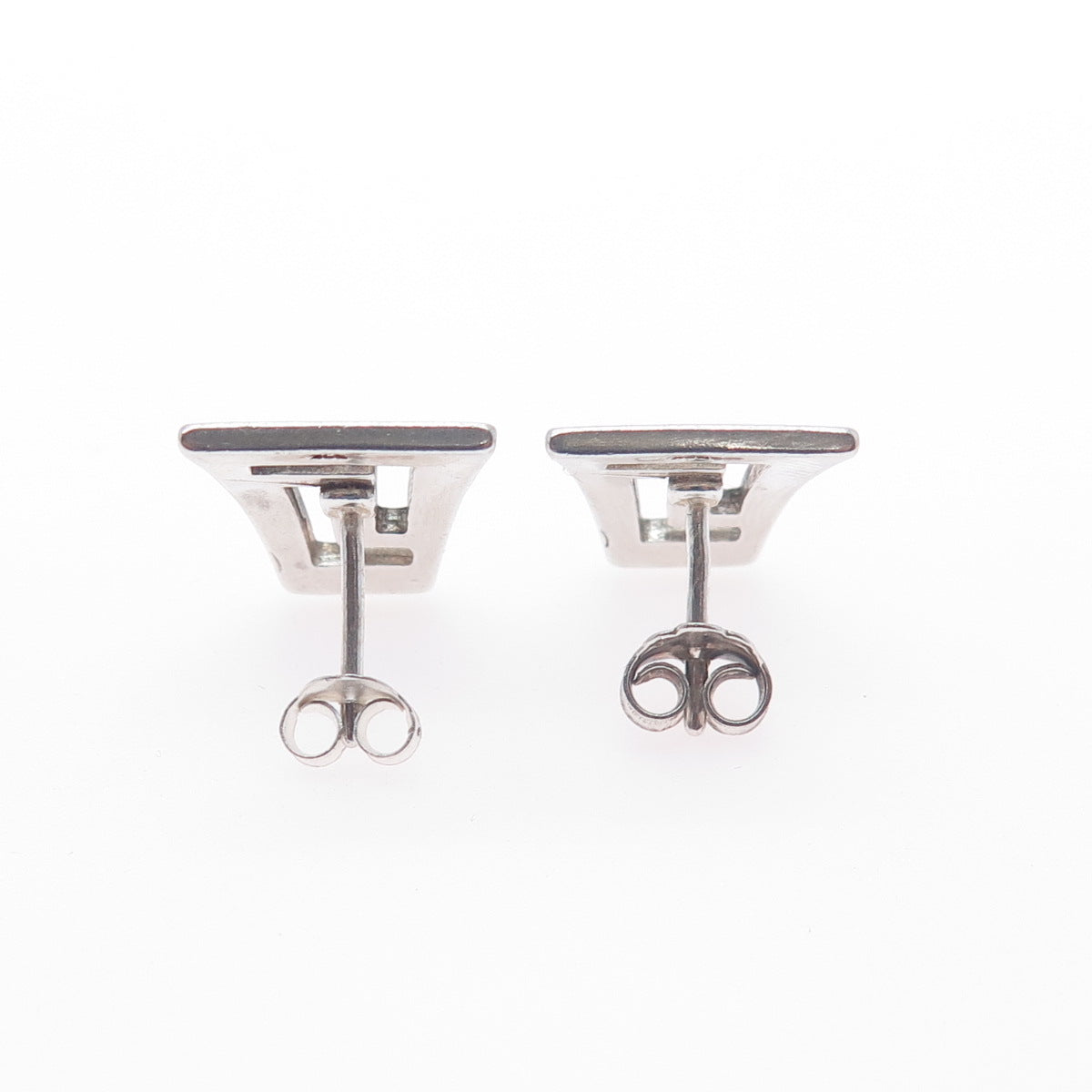 925 Sterling Silver Vintage Modernist Greek Maze Earrings