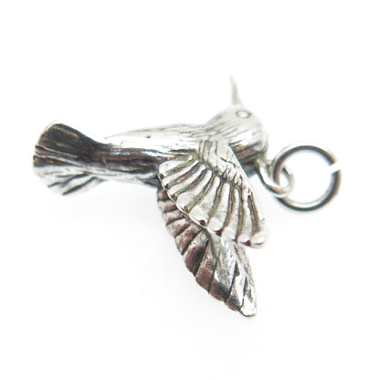 JEZLAINE 925 Sterling Silver Vintage Hummingbird 3D Charm Pendant