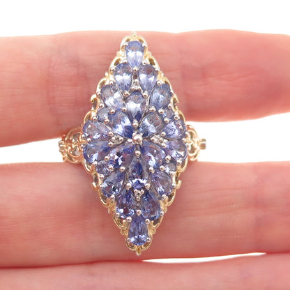 Chuck Clemency 925 Sterling Silver 2-Tone Real Tanzanite White Topaz Ring Size 8