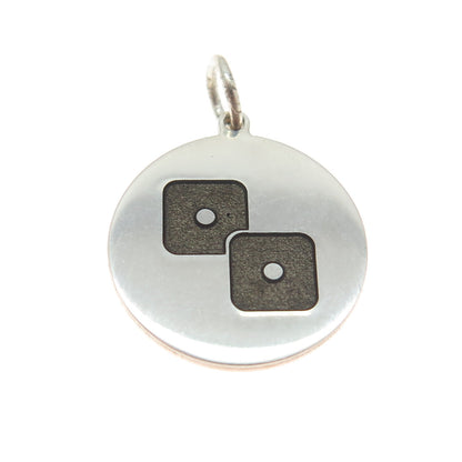 925 Sterling Silver Enamel Number Two Dice for Luck Round Tag Charm Pendant