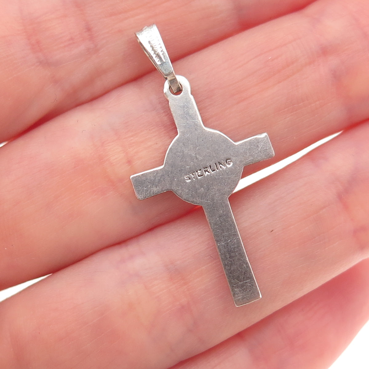 925 Sterling Antique Art Deco Real Marcasite Cross Pendant (missing 1 stone)