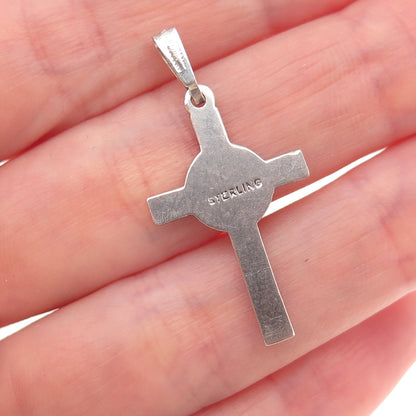 925 Sterling Antique Art Deco Real Marcasite Cross Pendant (missing 1 stone)