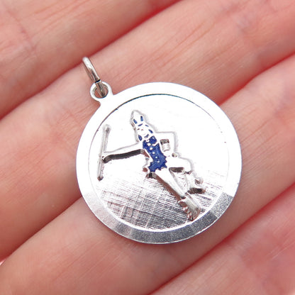 GRIFFITH & SONS CO. 925 Sterling Silver Vintage Enamel Cheerleader Charm Pendant
