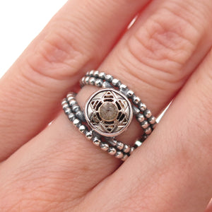 925 Sterling Silver Vintage MN Israel Round-Cut C Z Star of David Ring Size 5.75