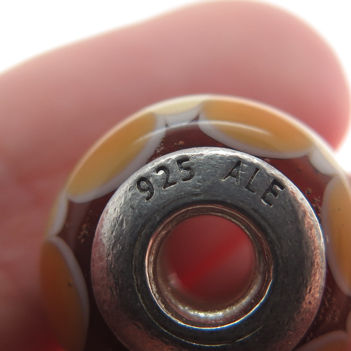 PANDORA 925 Sterling Silver Murano Glass Petal Bead Charm