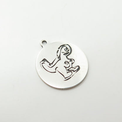 925 Sterling Silver USA Two In Town Dinosaur Charm Pendant