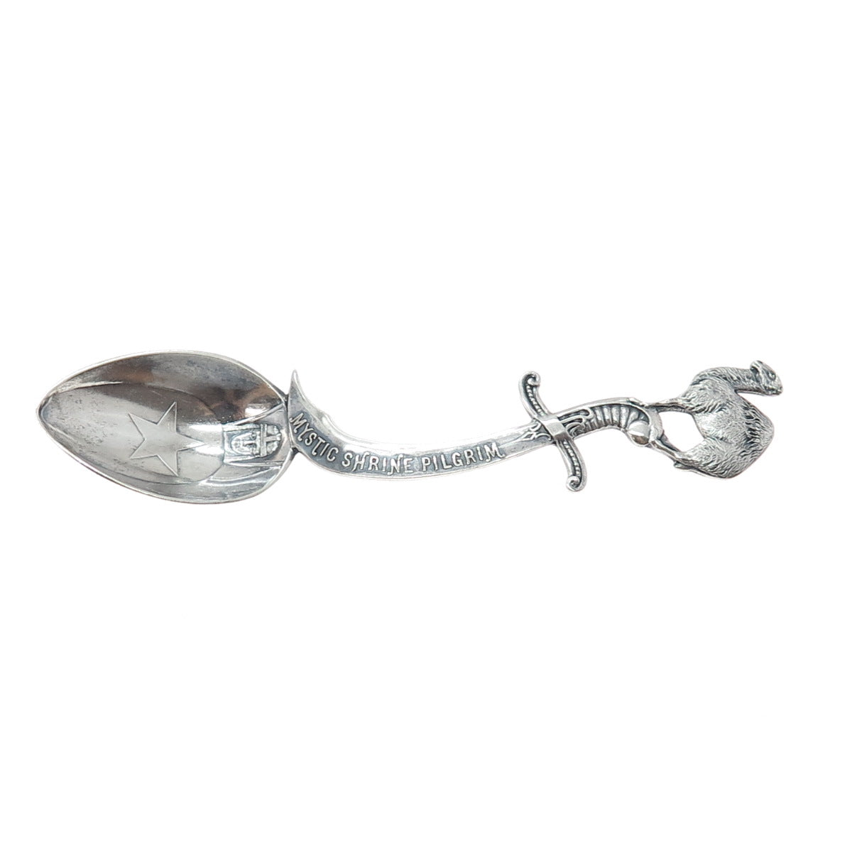 925 Sterling Silver Antique Art Deco Mystic Shrine Pilgrim Masonic Coffee Spoon