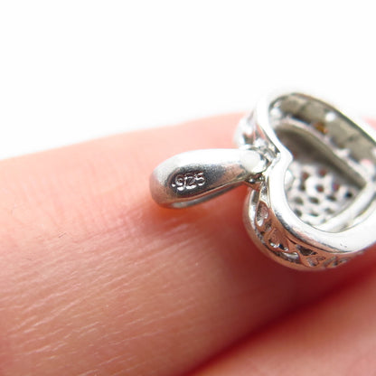 925 Sterling Silver Real Smoky Diamond Hearts Pendant