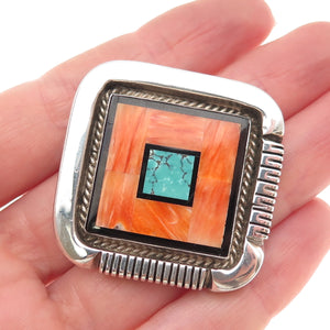 Joyce Vacit Tsethlikai Zuni Old Pawn Sterling Vintage Multi-Gem Slide Pendant
