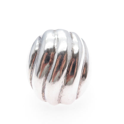 925 Sterling Silver Vintage Mexico Modernist Ribbed Dome Ring Size 7.5