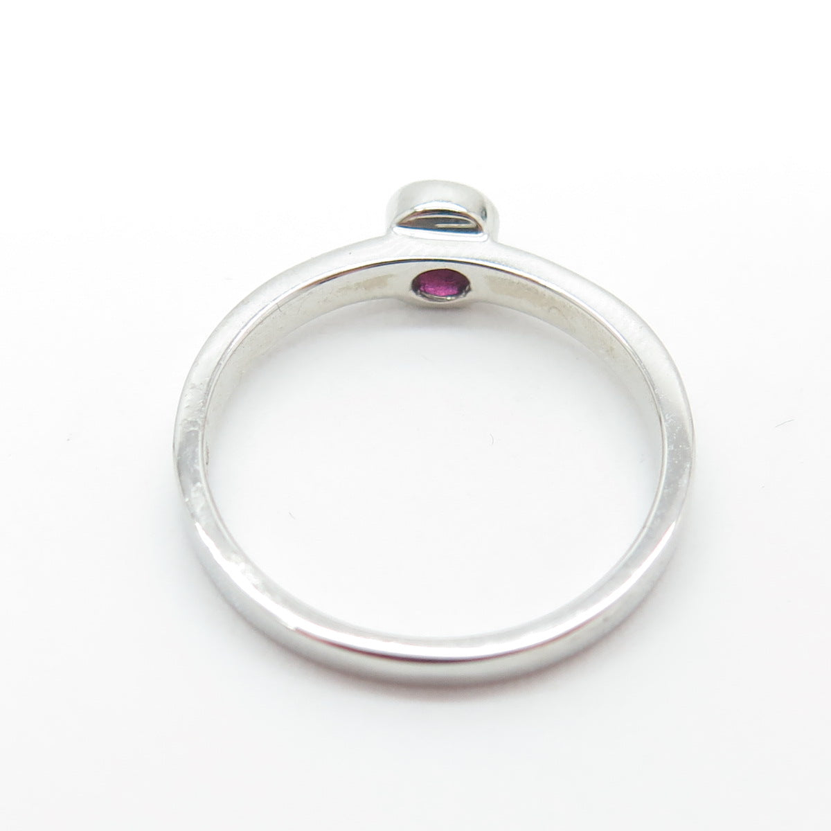 925 Sterling Silver Round-Cut Lab-Created Pink Sapphire Ring Size 7