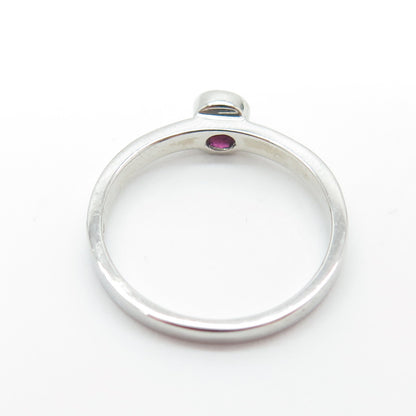 925 Sterling Silver Round-Cut Lab-Created Pink Sapphire Ring Size 7