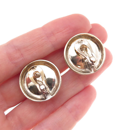 Majorica 925 Sterling Silver Gold Plated Vintage Faux Pearl Omega Back Earrings