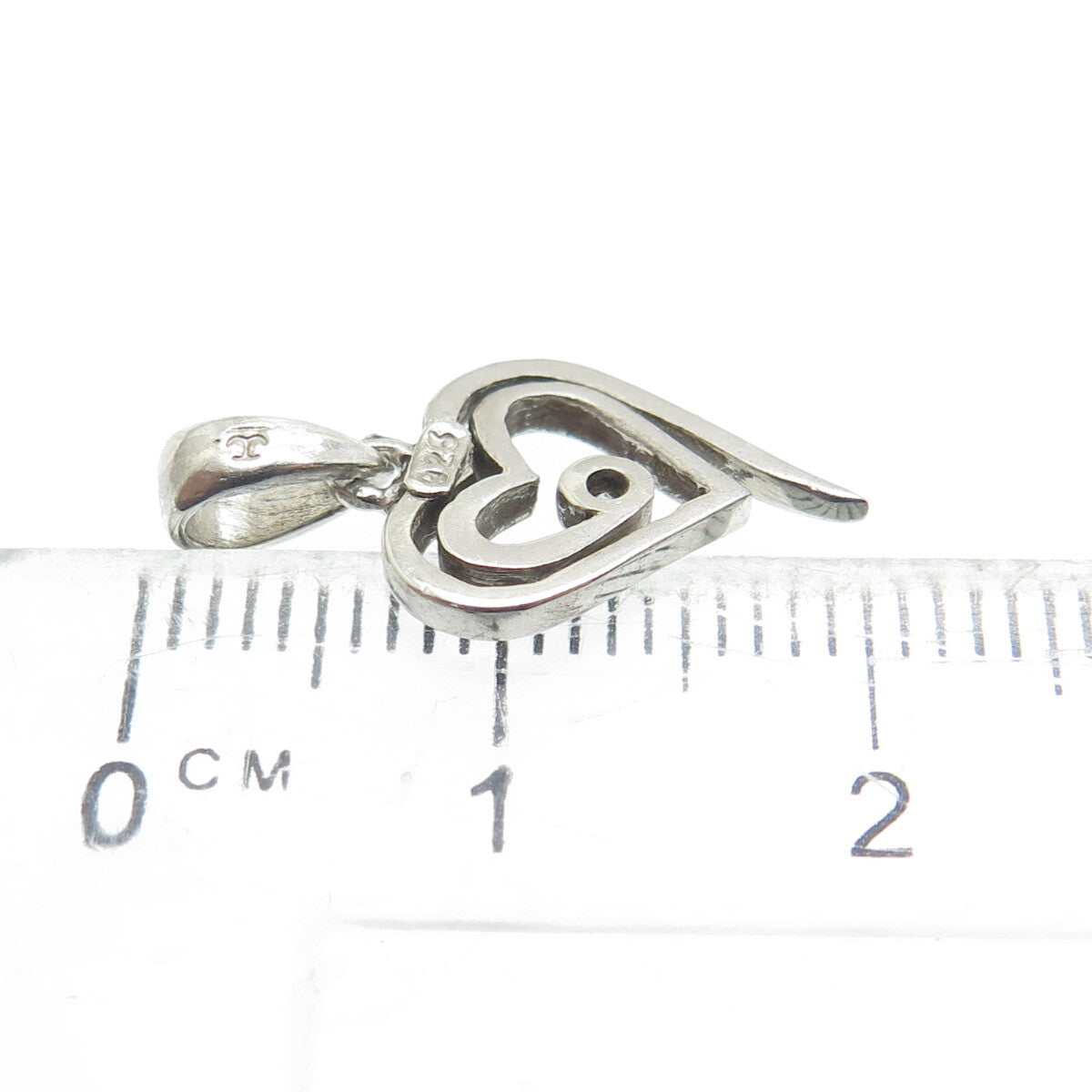 JEWELRY CONCEPTS Sterling Silver Real Diamond Spiral Heart Minimalist Pendant