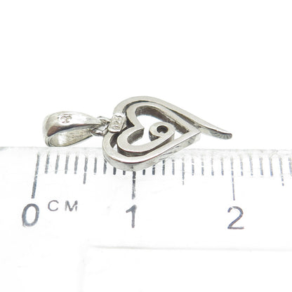 JEWELRY CONCEPTS Sterling Silver Real Diamond Spiral Heart Minimalist Pendant
