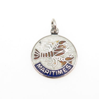 Breadner & Co. 925 Sterling Silver Vintage Enamel Maritimes Mini Charm Pendant